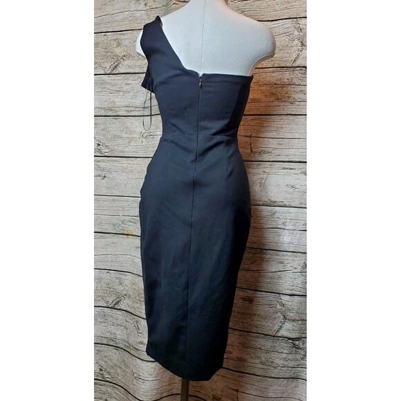 LAVISH ALICE One Shoulder Bardot Neck Asymmetric WRAP DRESS Sz 2 - Picture 4 of 8